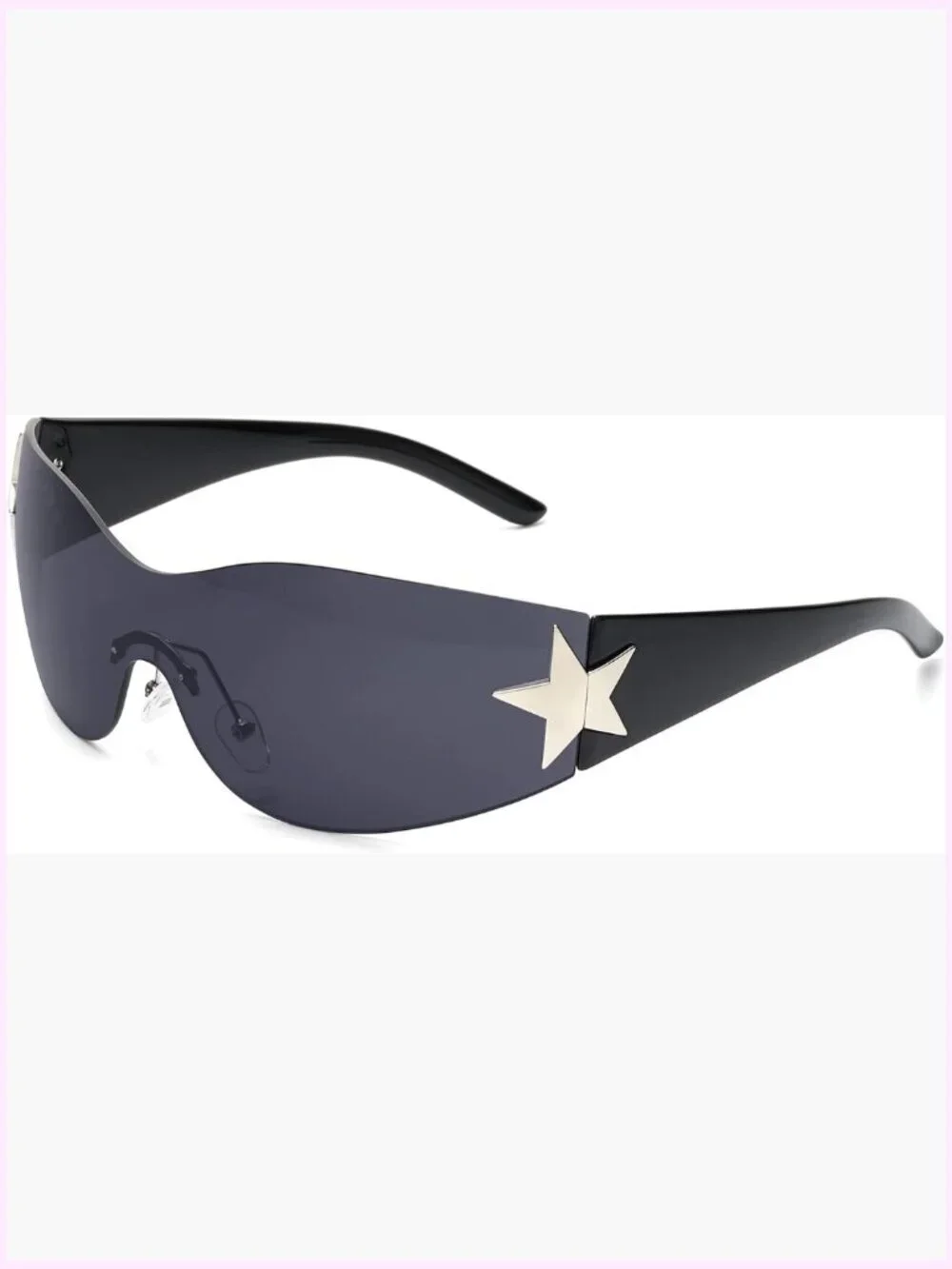 Rimless Y2K Wrap Sunglasses Oversized Frameless Trendy Sun Glasses UV Protection